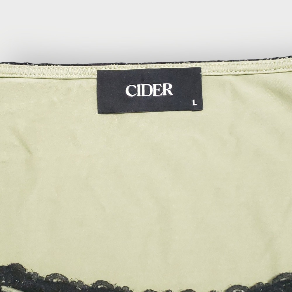 Cider Green Black Lace Flare Long Bell Sleeve Crop Top Fairycore Goth Large - Picture 8 of 12